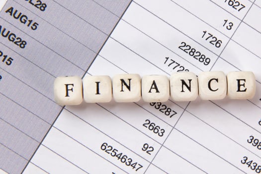 The finance word on wood cube business content image. photo