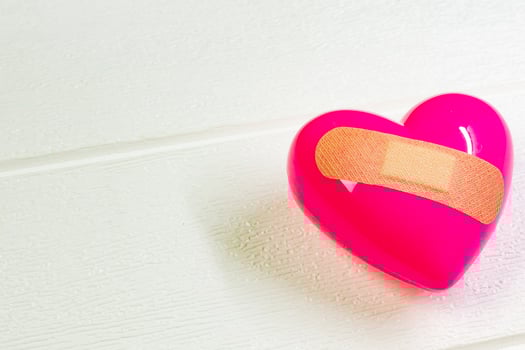 pink Heart and hand for medical content. photo
