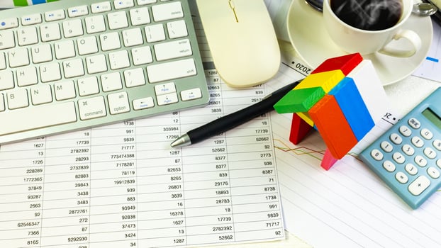 A Home toy on business work table close up image. photo