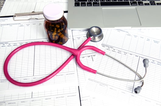 stethoscope and labtop and other medical object photo