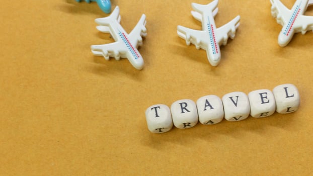 travel  wood cube close up image  for travel content. photo