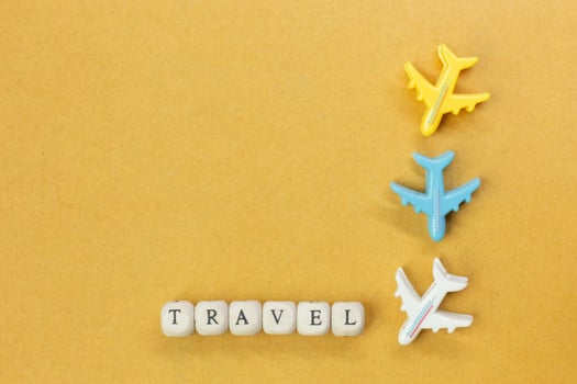 travel  wood cube close up image  for travel content. photo