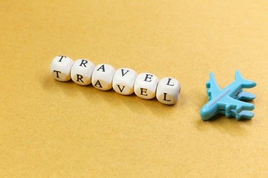 travel  wood cube close up image  for travel content. photo