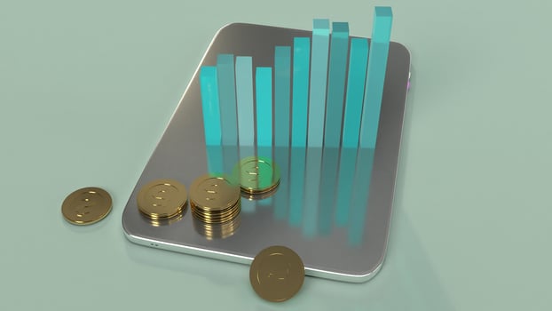 tablet  and chart 3d rendering for business content. photo