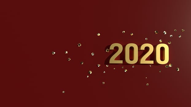 3d rendering 2020 gold number for new year  concept. photo