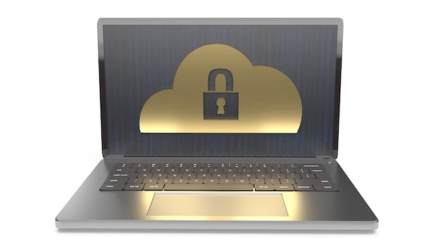 cloud security solutions for IT device 3d rendering. photo