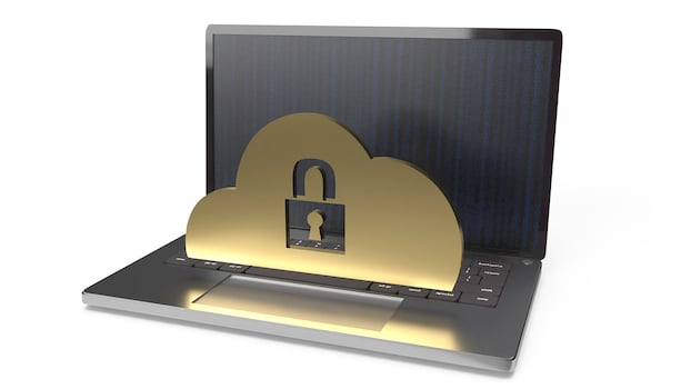 cloud security solutions for IT device 3d rendering. photo