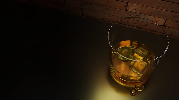 3d rendering  whisky in glass  image. photo