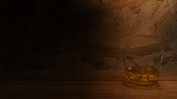 3d rendering  whisky in glass  image. photo