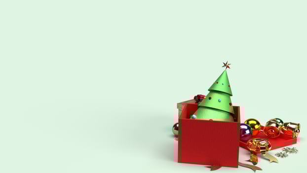 Christmas tree in gift box 3d rendering for Christmas content. photo