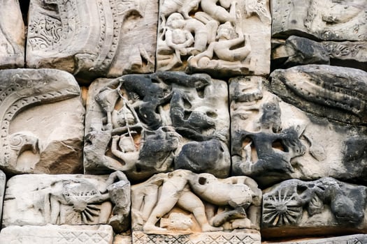 Ancient Buddhist temple in East Asia, Circa 2022 photo
