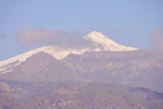 Snowy mountain landscape photo