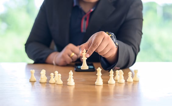 Innovation planing and planing idea chess competition, business strategy with financial connection line background. challenge and thinking battle concept photo