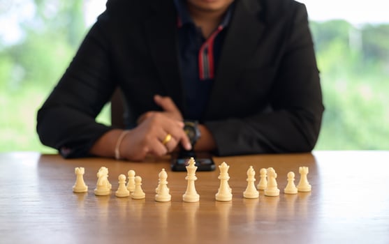 Innovation planing and planing idea chess competition, business strategy with financial connection line background. challenge and thinking battle concept photo