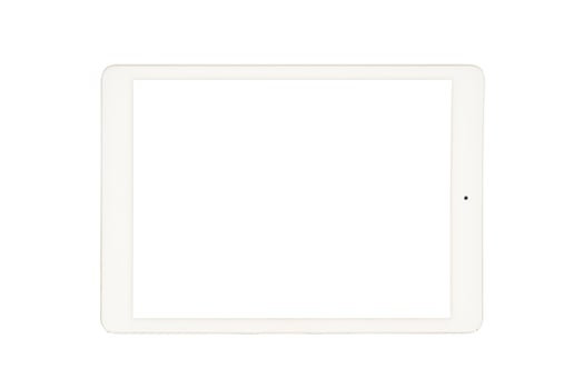 White tablet computer on over white background photo