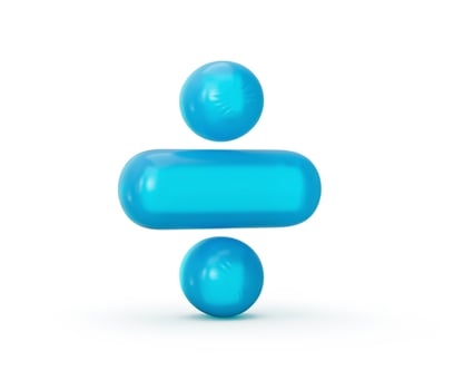 Blue jelly Division sign isolated on white background Jelly colorful alphabets numbers for kids 3d illustration photo