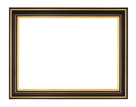 empty black and gold wooden picture frame photo
