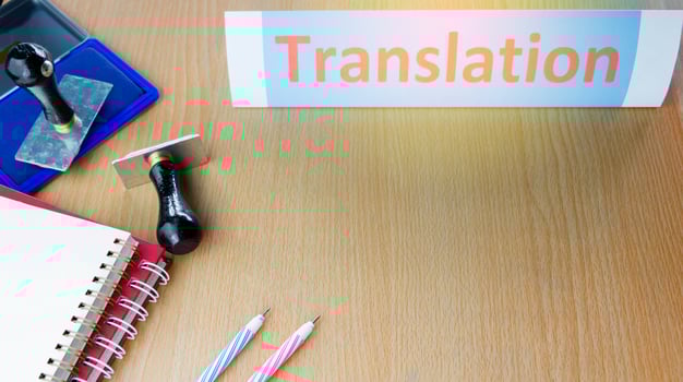 translation word on office table photo