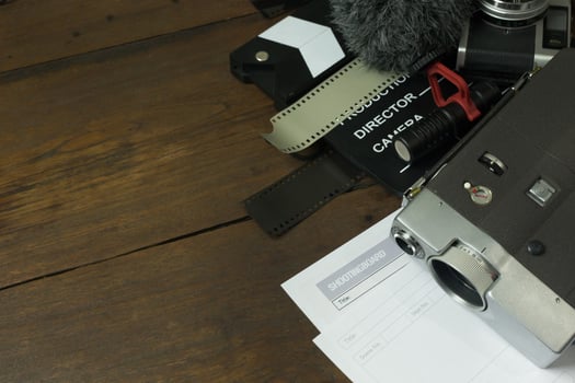 Film production Behind the scenes flat lay image for background. photo