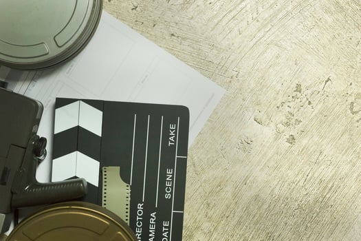 Film production Behind the scenes flat lay image for background. photo