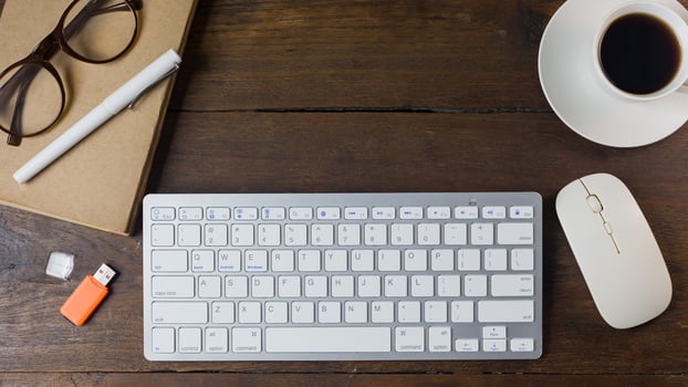 The work station office flat lay wood table image for background. photo