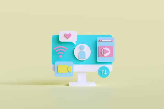 social media content online streaming. Digital Advertising and Media Marketing. 3d illustration. photo