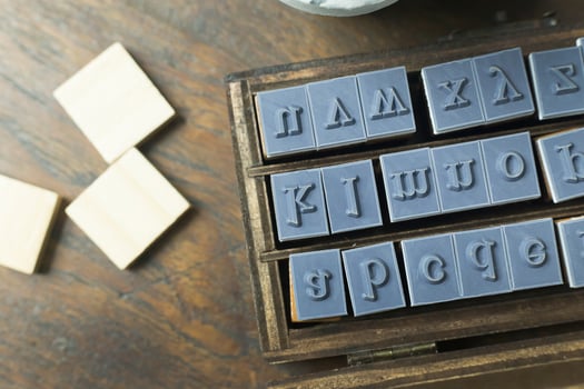 wood stamp alphabet close up image for background. photo