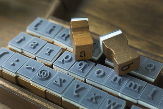 wood stamp alphabet close up image for background. photo