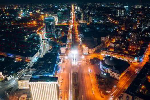 Panoramic view on big city at night photo