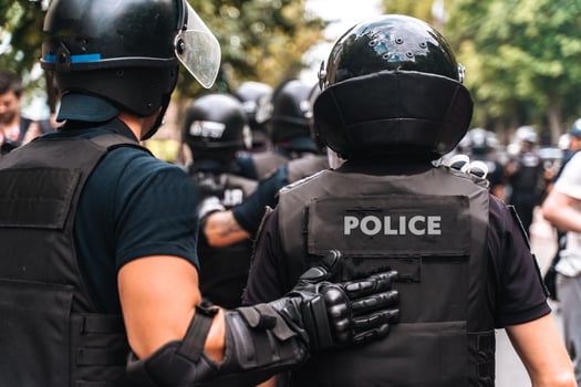 Police force to maintain order in the area during the rally photo