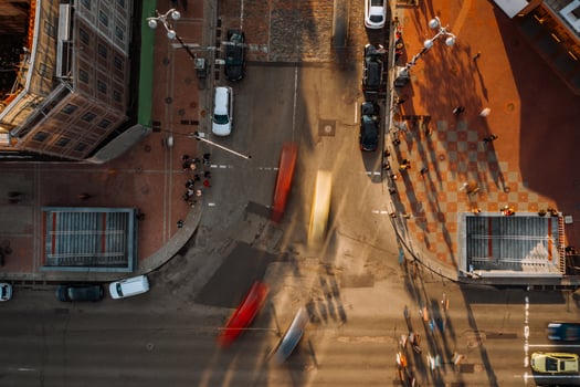 Street of the big city from a bird's eye view photo