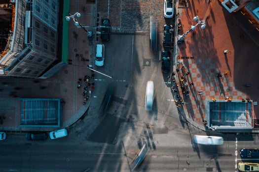 Street of the big city from a bird's eye view photo