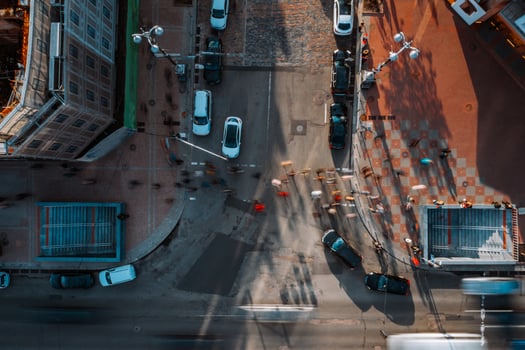 Street of the big city from a bird's eye view photo