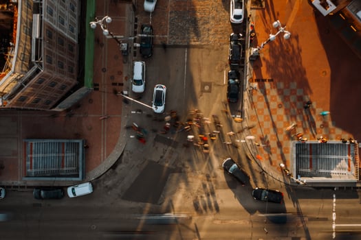 Street of the big city from a bird's eye view photo