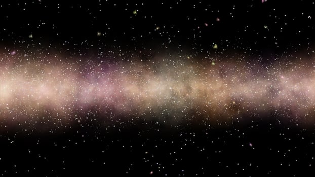 Small red particle dust spread over star space background - computer illustration graphic science background photo