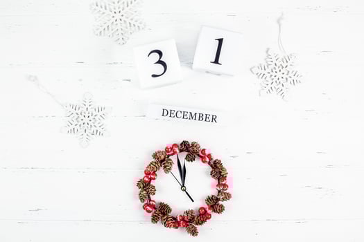 New Year or Christmas flat lay wooden calendar photo