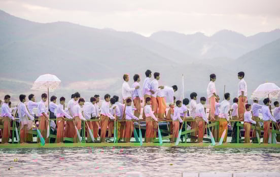 INLE-LAKE, MYANMAR - OCT 06 2014 - The festival of Phaung Daw Oo temple at Inle Lake in October 2014. photo