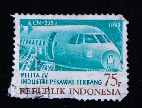 Sidoarjo, Jawa timur, Indonesia, 2022 - philately, a collection of stamps with the theme of the aircraft industry gambar photo