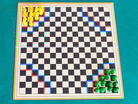 gameboard of Halma strategy board game photo