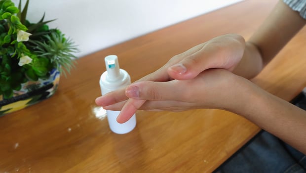 Female Washing Hand By Sanitizer Gel For Prevention Coronavirus Disease Before Work From photo