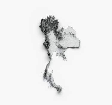 Thailand Map Flag Shaded relief Color Height map on white Background 3d illustration photo