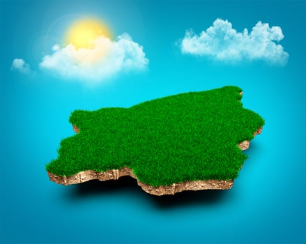 San Marino Map, Realistic 3D Map of Clouds Tree sun rays on bright blue Sky 3d illustration photo