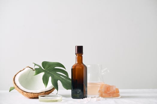 cosmetic nature skincare and essential oil aromatherapy .organic natural science beauty product .herbal alternative medicine . mock up. photo