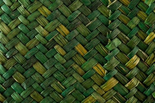 a close up of a woven basket with green and yellow photo