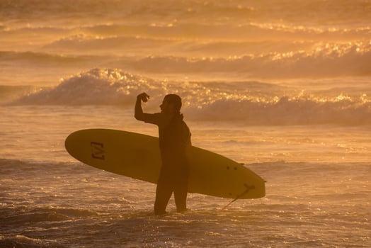 Unidentified surfer on the Canary Islands, circa July 2022 photo