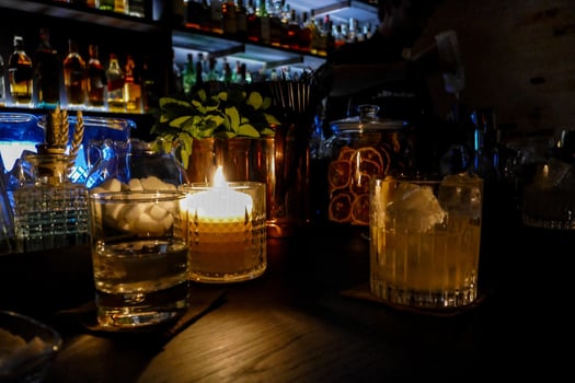 Drinks on the bar counter photo
