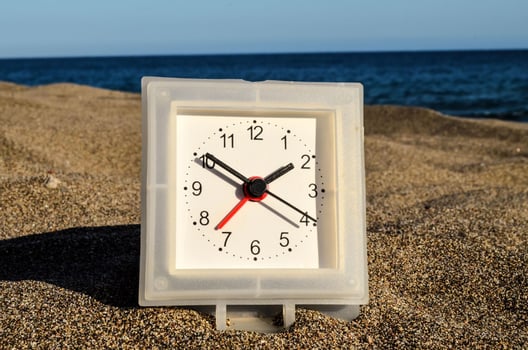 Clock on beach photo