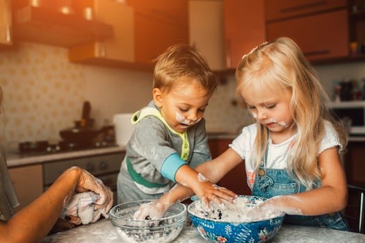 mother and children playing photo