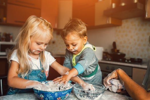 Kids is playing with flour photo