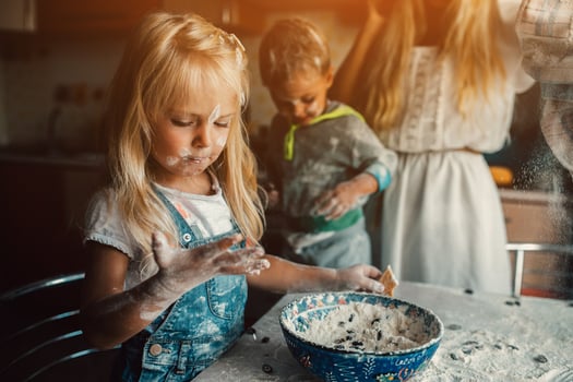mother and children playing photo